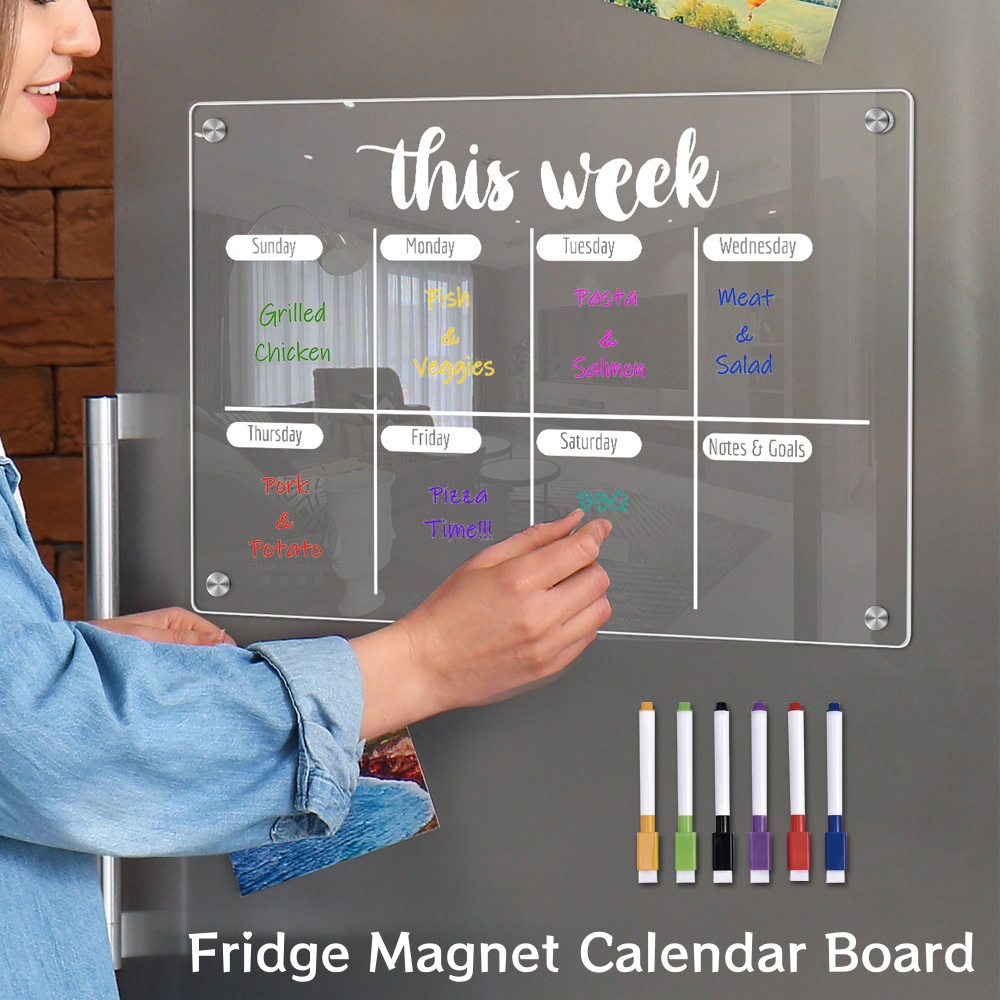 Magnetic Whiteboard Calendar - Fridge Magnet Calendar Board Weekly Planner