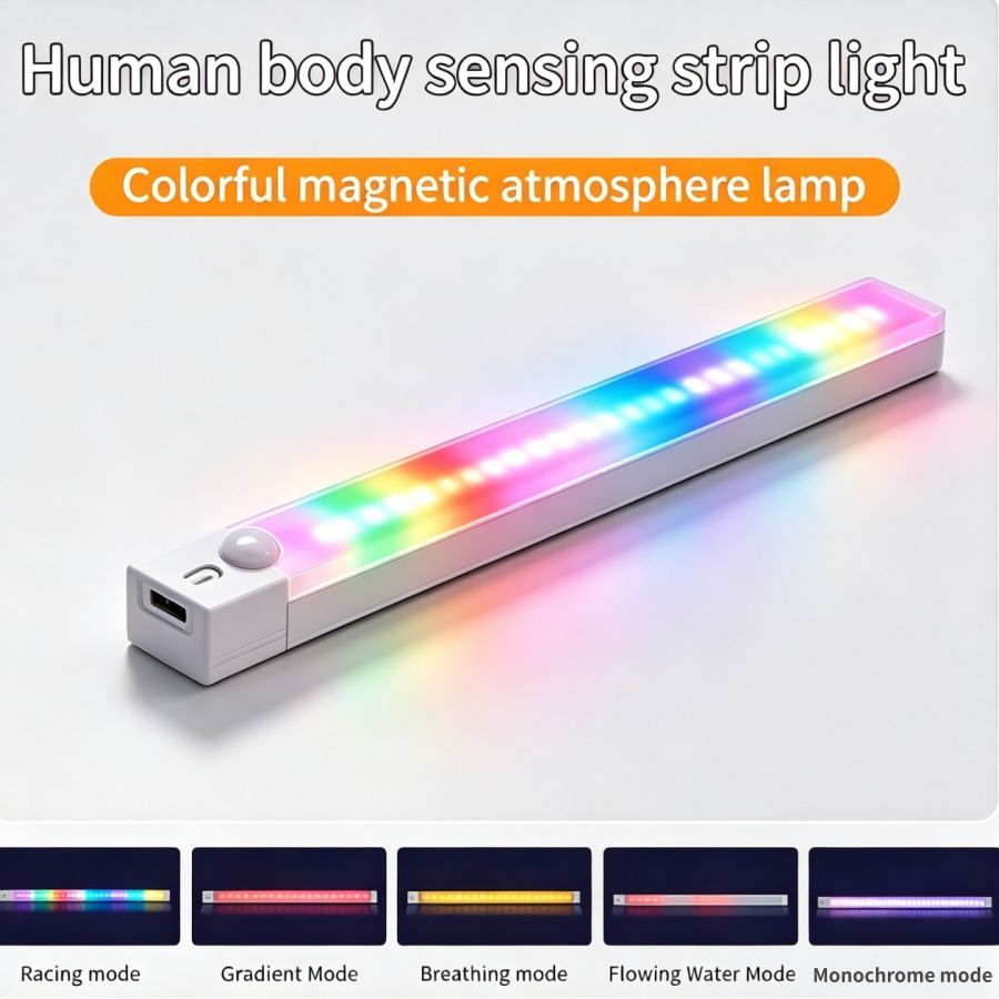 Gaming Desk With Hutch - Rechargeable RGB LED Desk Light Motion