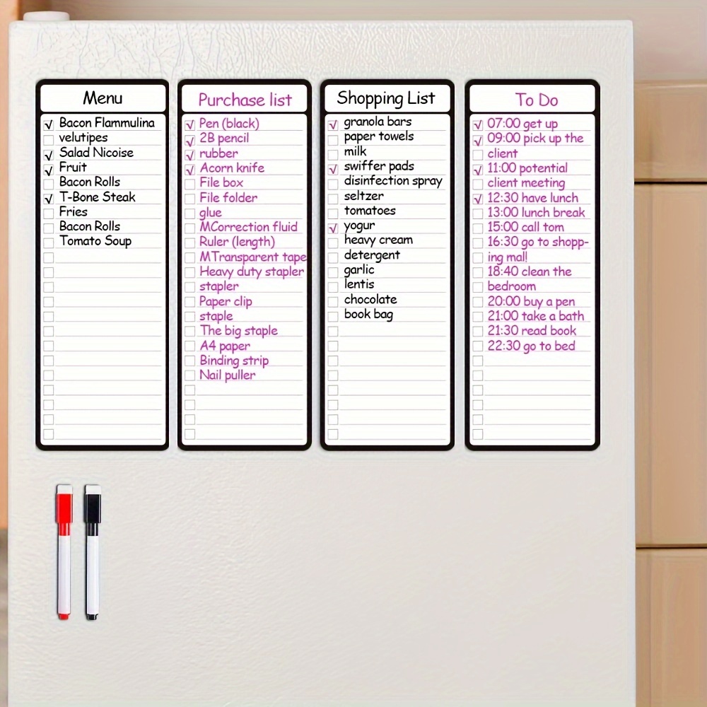 Magnetic Whiteboard Calendar - 4pcs Magnetic Dry Erase List Board