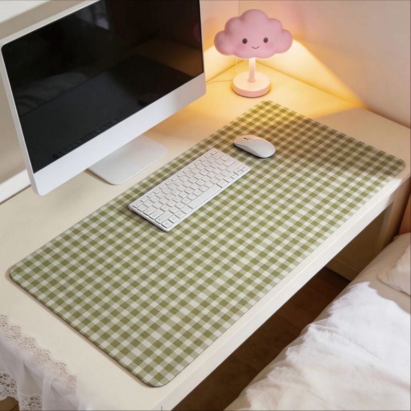 Office Furniture Brand - Olive Green Check Design Mouse Pad