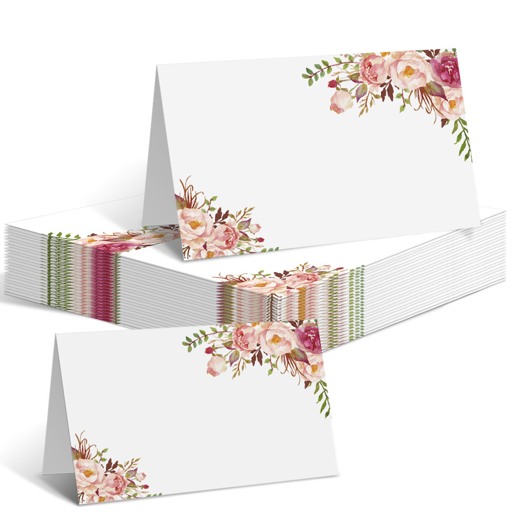 Work Office Furniture - 20/50/100pcs Double Sided Printed Flowers Name