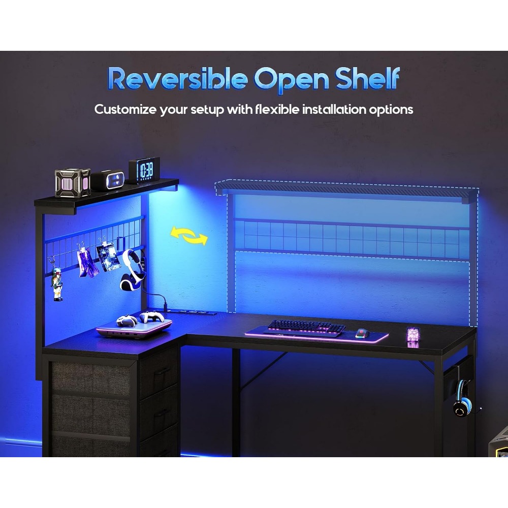 L Shaped Gaming Desk with Shel - Gaming Desk With Hutch ulasan dan harga