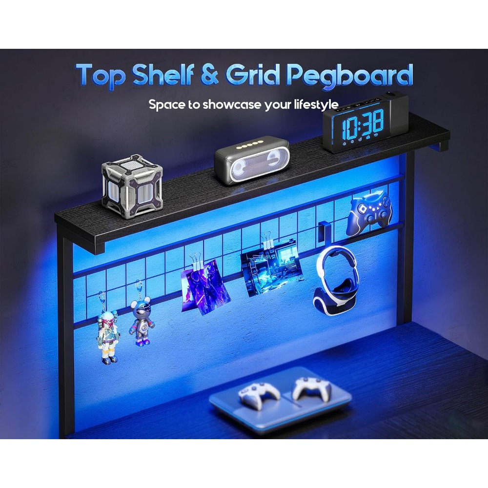 L Shaped Gaming Desk with Shel - Gaming Desk With Hutch ulasan dan harga