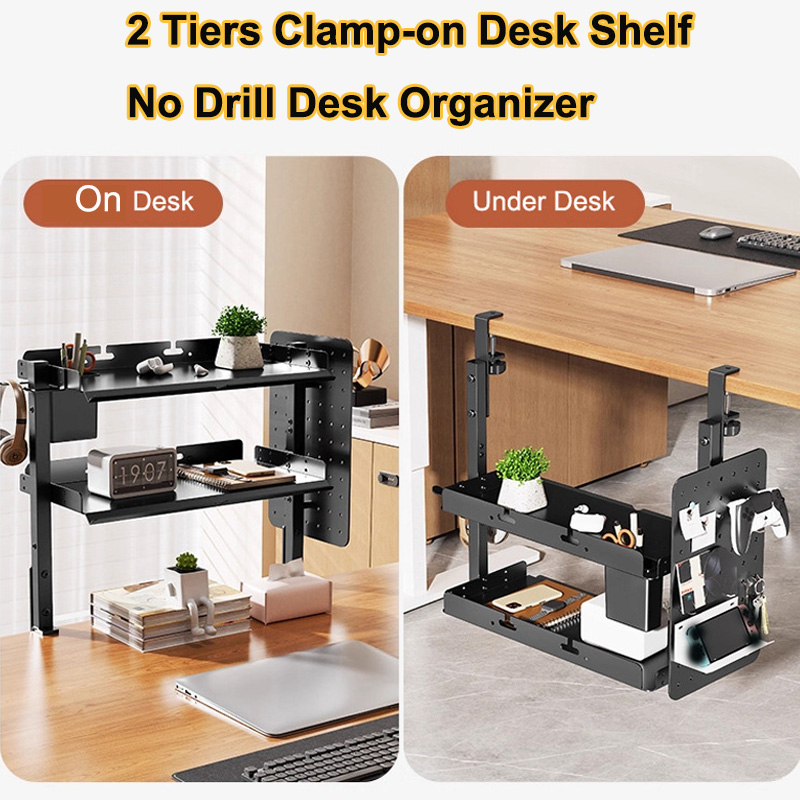 Clamp-on 14 inch Above Below D - Gaming Desk With Hutch ulasan dan harga
