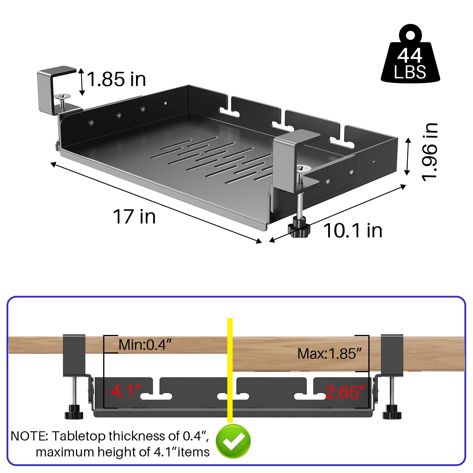 No Drill Under Desk Laptop Mou - Gaming Desk With Hutch ulasan dan harga