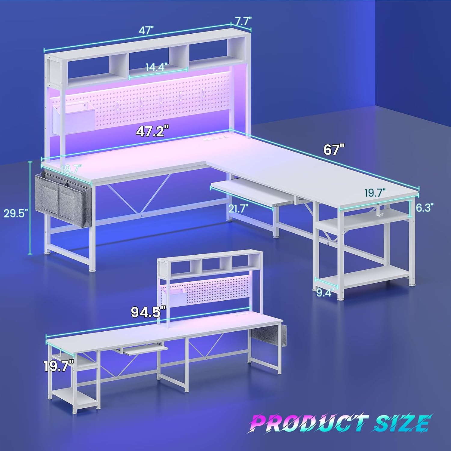 White L Shaped Gaming Desk, Re - Gaming Desk With Hutch ulasan dan harga
