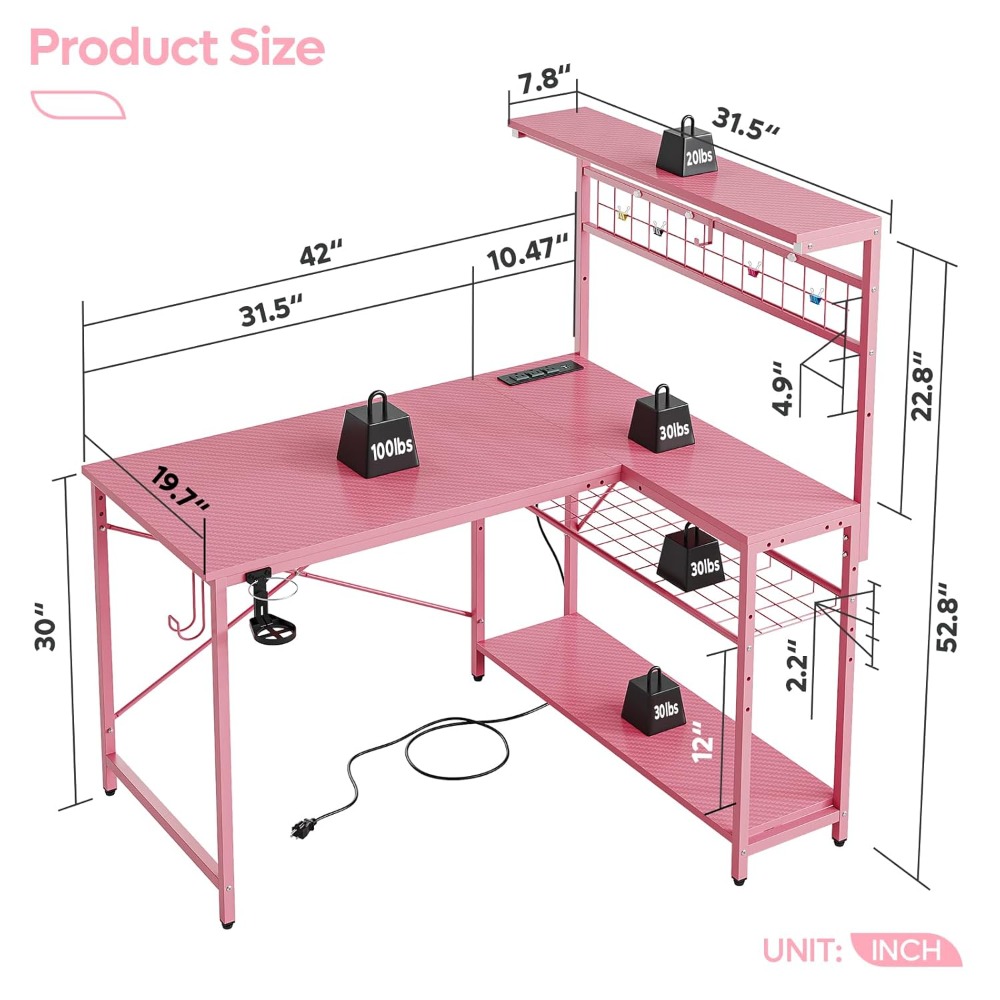 42 L Gaming Desk,Computer Desk - Gaming Desk With Hutch ulasan dan harga