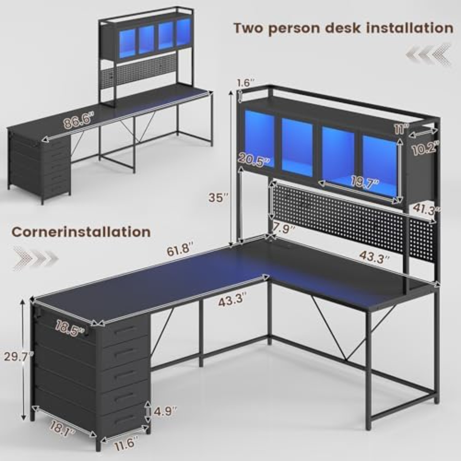 L Shaped Gaming Corner Desk wi - Gaming Desk With Hutch ulasan dan harga
