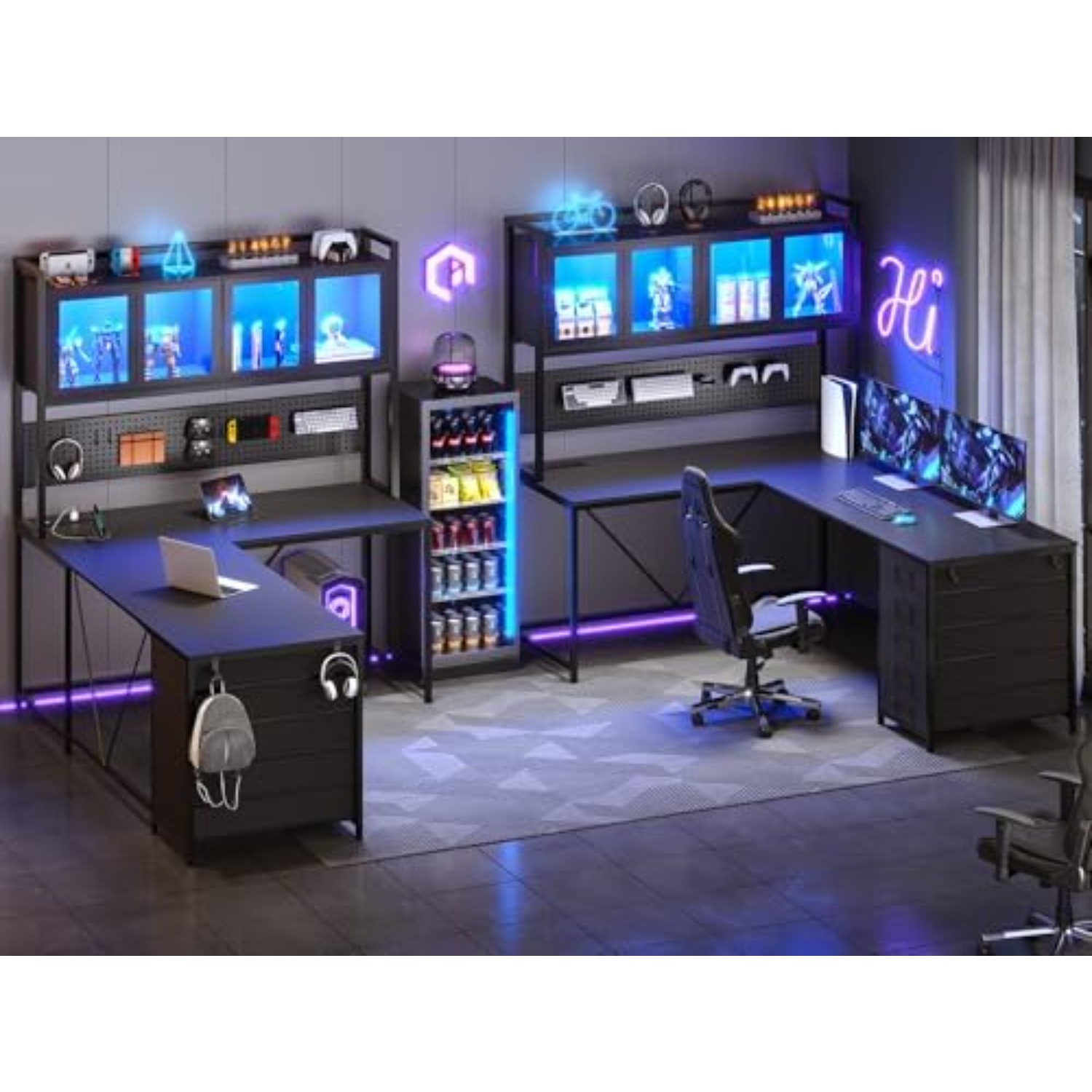 L Shaped Gaming Corner Desk wi - Gaming Desk With Hutch ulasan dan harga